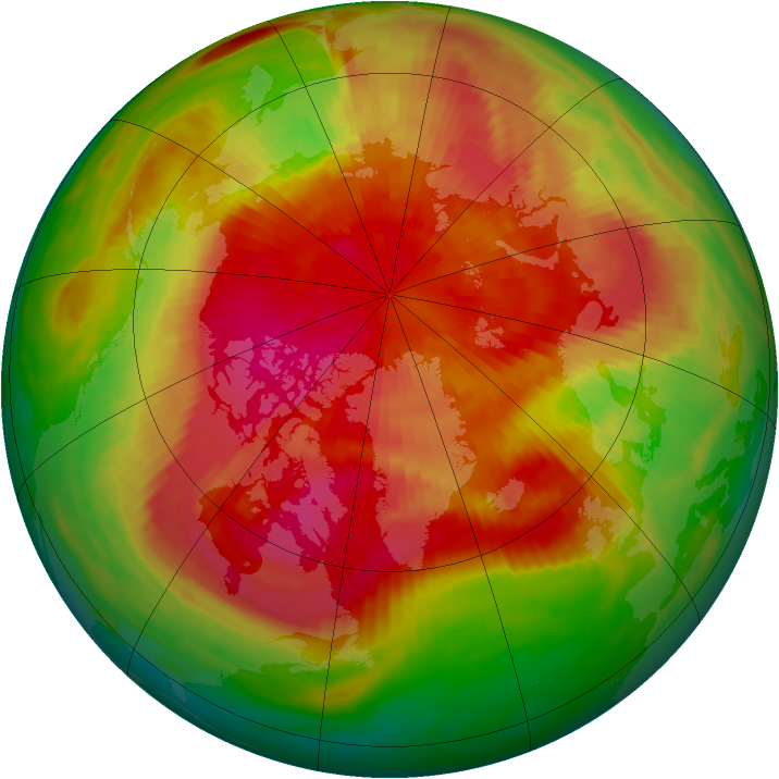 Arctic ozone map for 20 March 1989